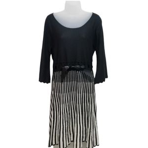 Madison Leigh Sweater Dress Black and White Pleated  M